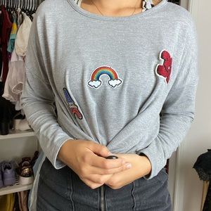 Cropped patch shirt